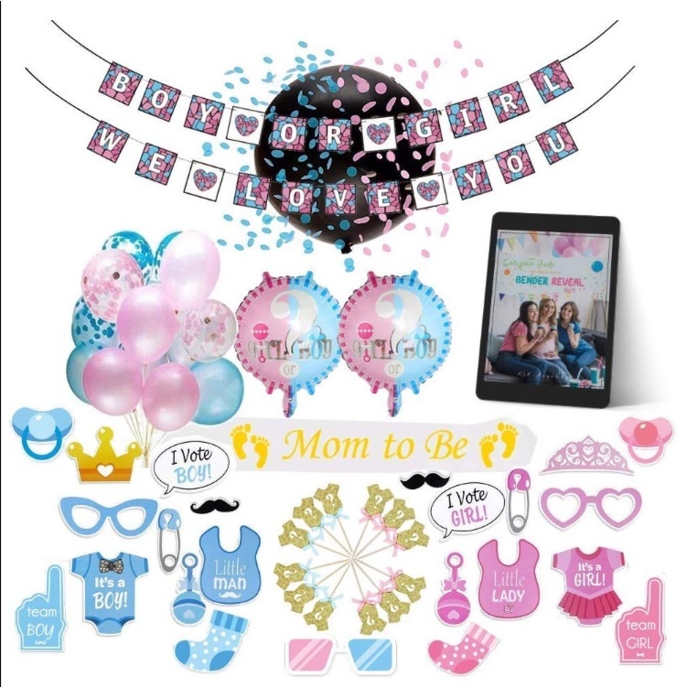 NWT Gender Reveal Party Supplies w/ Reveal Balloon